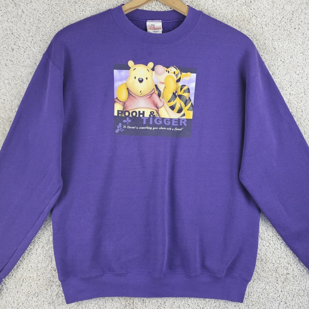 Vintage 90s Disney Store Pooh And Tigger Sz Medium Sweatshirt Secret Friends